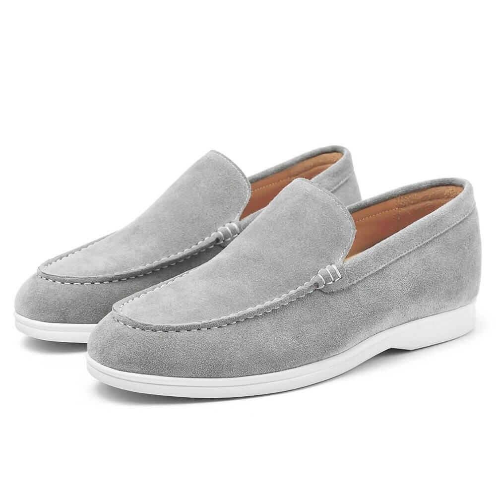 US10 CHAMARIPA 5cm/2" Elevator Shoes Men slip on gray suede hidden heel loafer